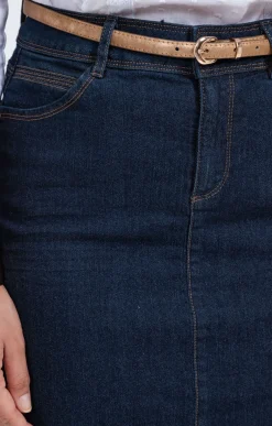 Jupe denim brut avec ceinture -