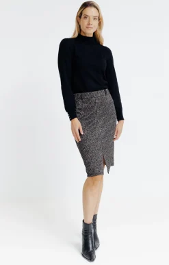 Jupe en jacquard fente milieu devant -