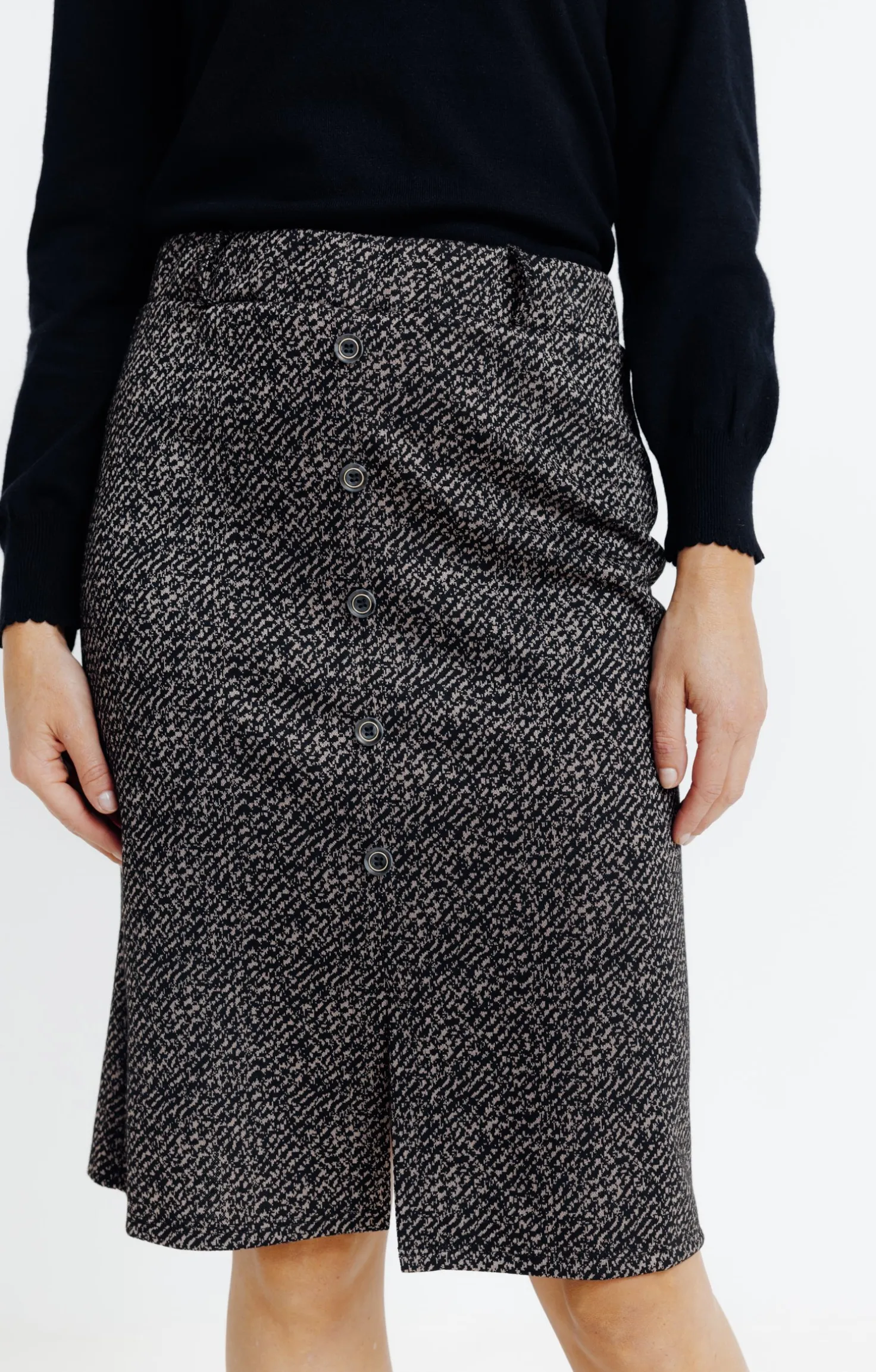 Jupe en jacquard fente milieu devant -