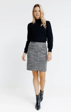 JUPE EN MAILLE DOUBLEE DETAIL ZIP -