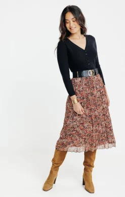 JUPE LONGUE IMPRIMEE AVEC CEINTURE -