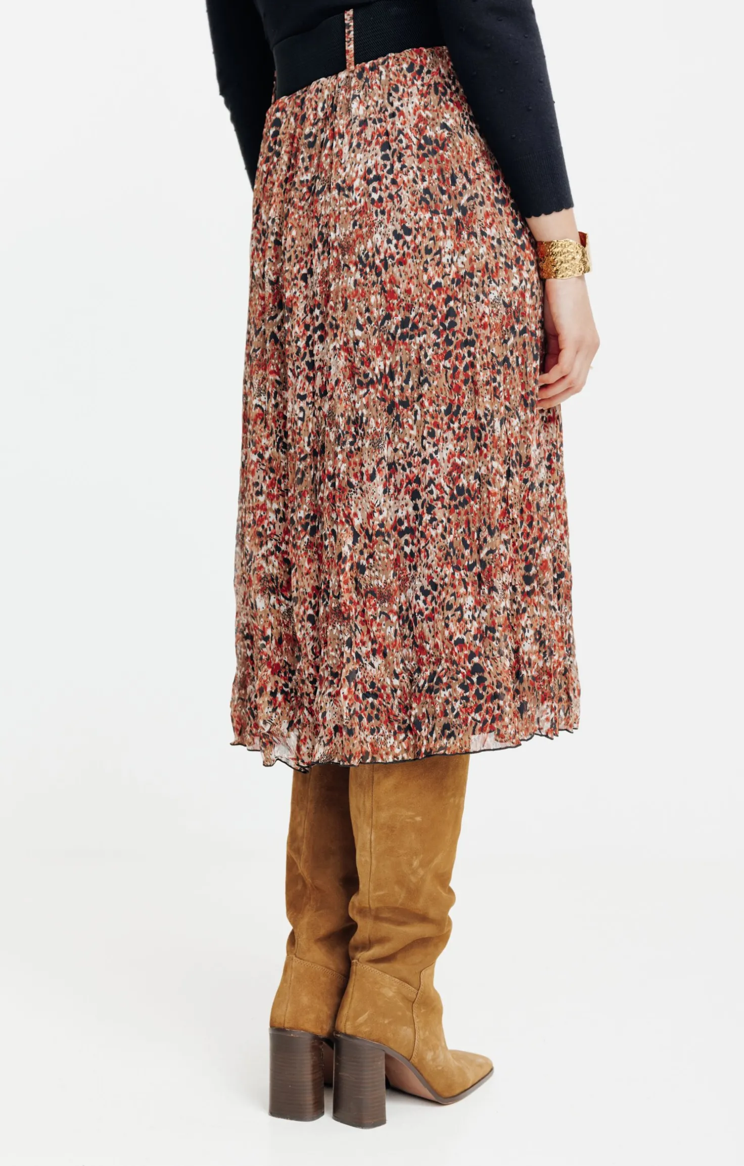 JUPE LONGUE IMPRIMEE AVEC CEINTURE -