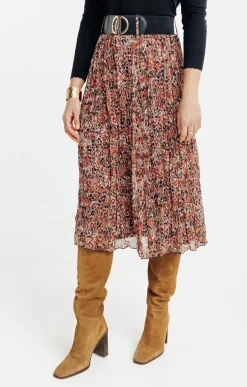 JUPE LONGUE IMPRIMEE AVEC CEINTURE -