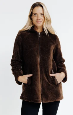 Manteau en fausse fourrure à capuche -
