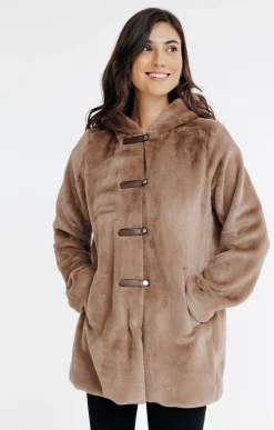Manteau en fausse fourrure à capuche -