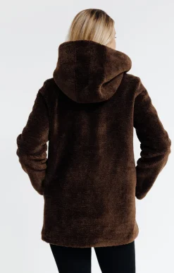 Manteau en fausse fourrure à capuche -