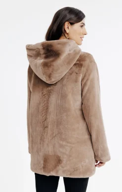 Manteau en fausse fourrure à capuche -