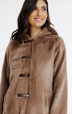 Manteau en fausse fourrure à capuche -
