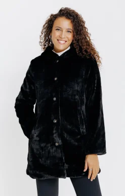 Manteau fausse fourrure à capuche -