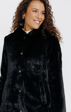 Manteau fausse fourrure à capuche -