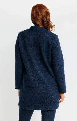 Manteau long en matière bouclette -