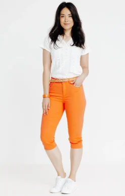 Pantacourt coton et viscose ceinture -