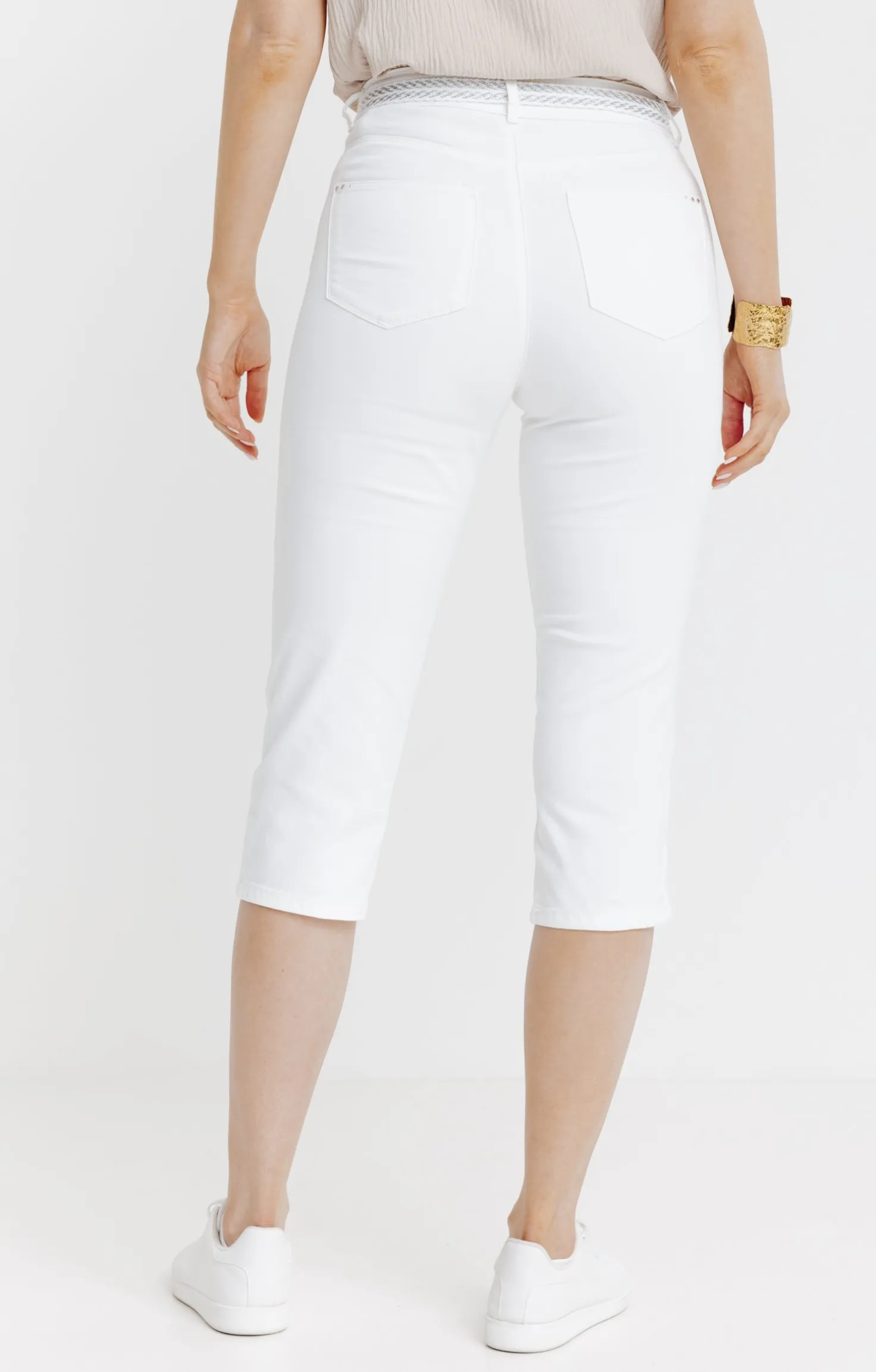 Pantacourt coton et viscose ceinture -