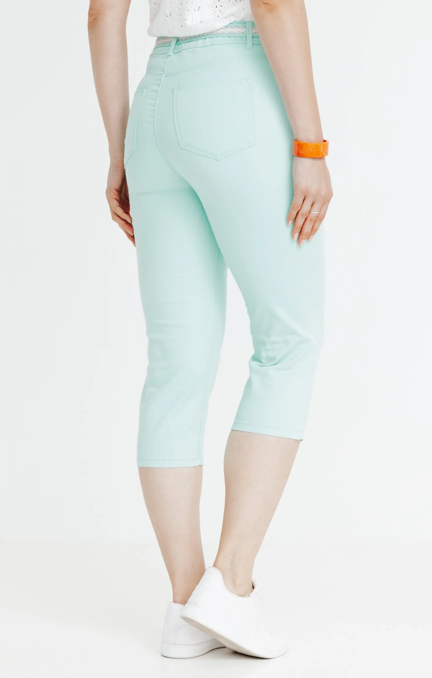 Pantacourt coton et viscose ceinture -