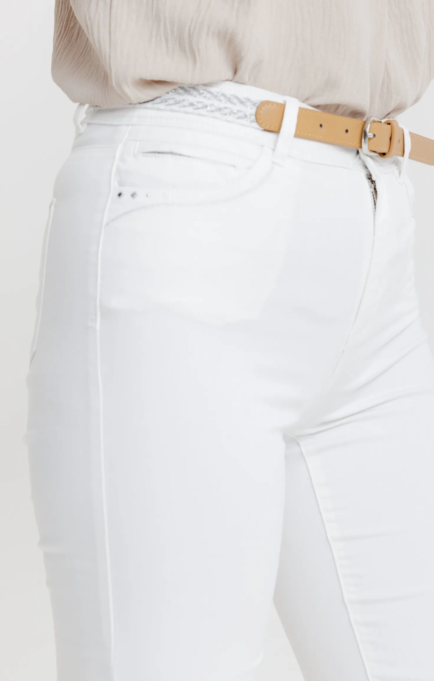 Pantacourt coton et viscose ceinture -