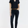 Pantalon 7/8 avec ceinture similicuir -