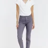 Pantalon 7/8 brodé en coton viscose -