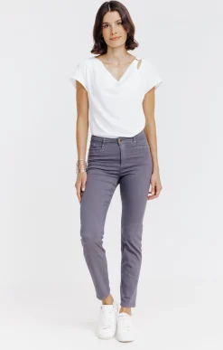 Pantalon 7/8 brodé en coton viscose -