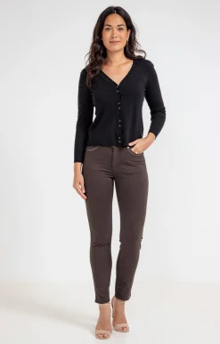 Pantalon 7/8 brodé en coton viscose -
