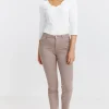Pantalon 7/8 brodé en coton viscose -