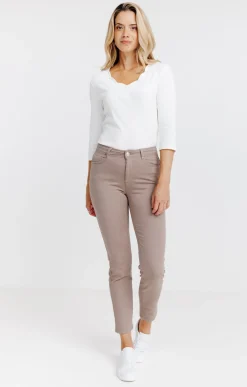 Pantalon 7/8 brodé en coton viscose -