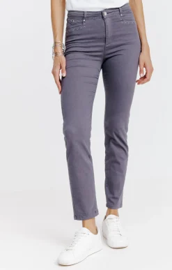 Pantalon 7/8 brodé en coton viscose -