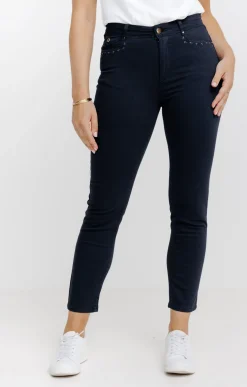 Pantalon 7/8 brodé en coton viscose -