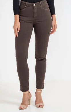 Pantalon 7/8 brodé en coton viscose -