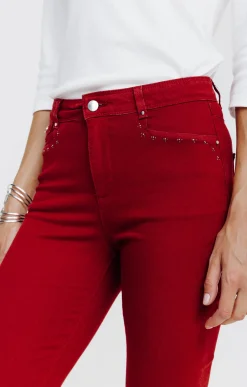 Pantalon 7/8 brodé en coton viscose -