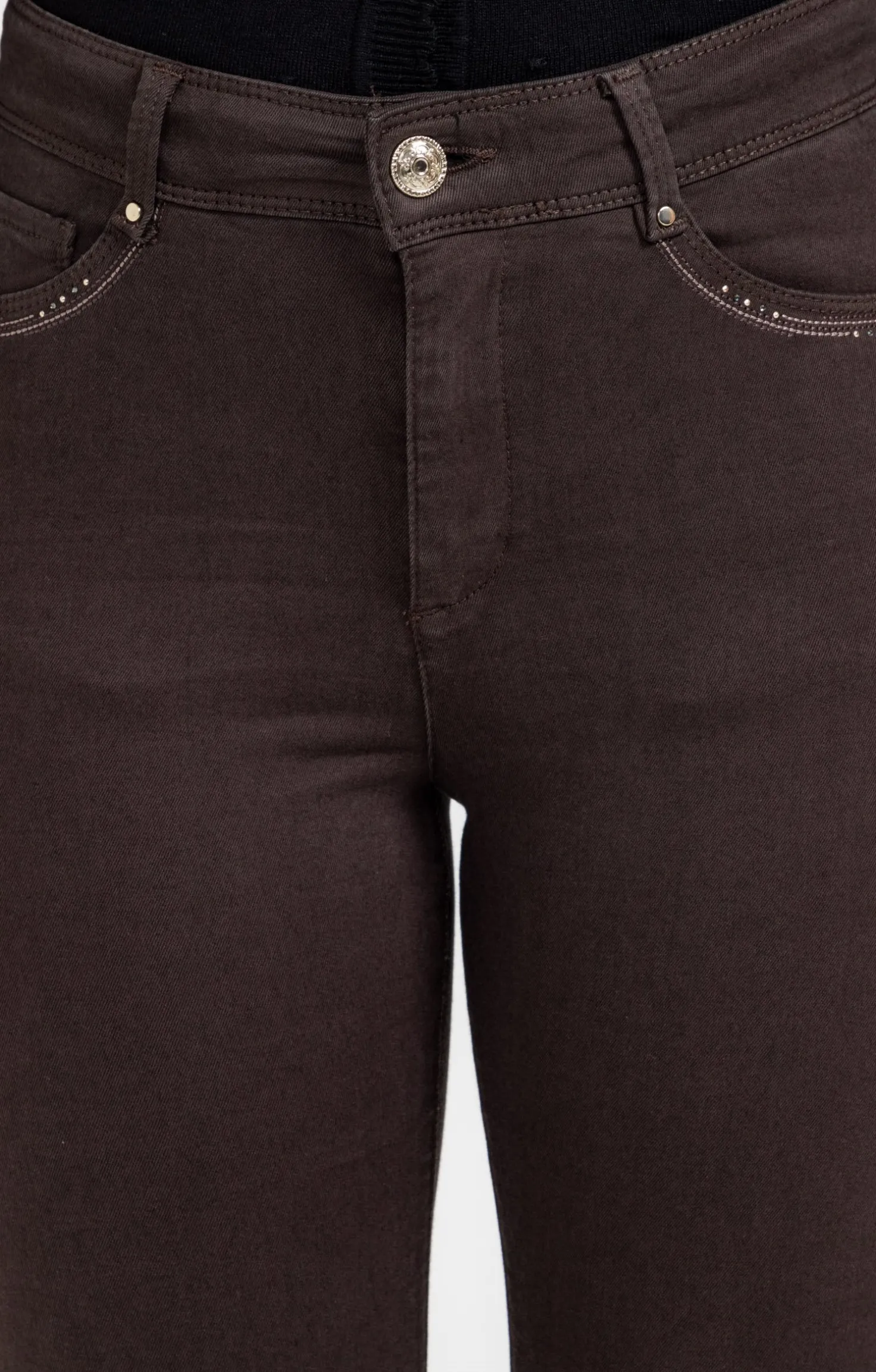 Pantalon 7/8 brodé en coton viscose -