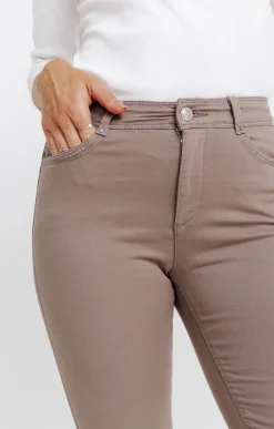 Pantalon 7/8 brodé en coton viscose -