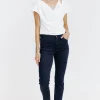 Pantalon 7/8 coton détail clous poches -