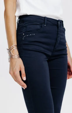 Pantalon 7/8 coton détail clous poches -