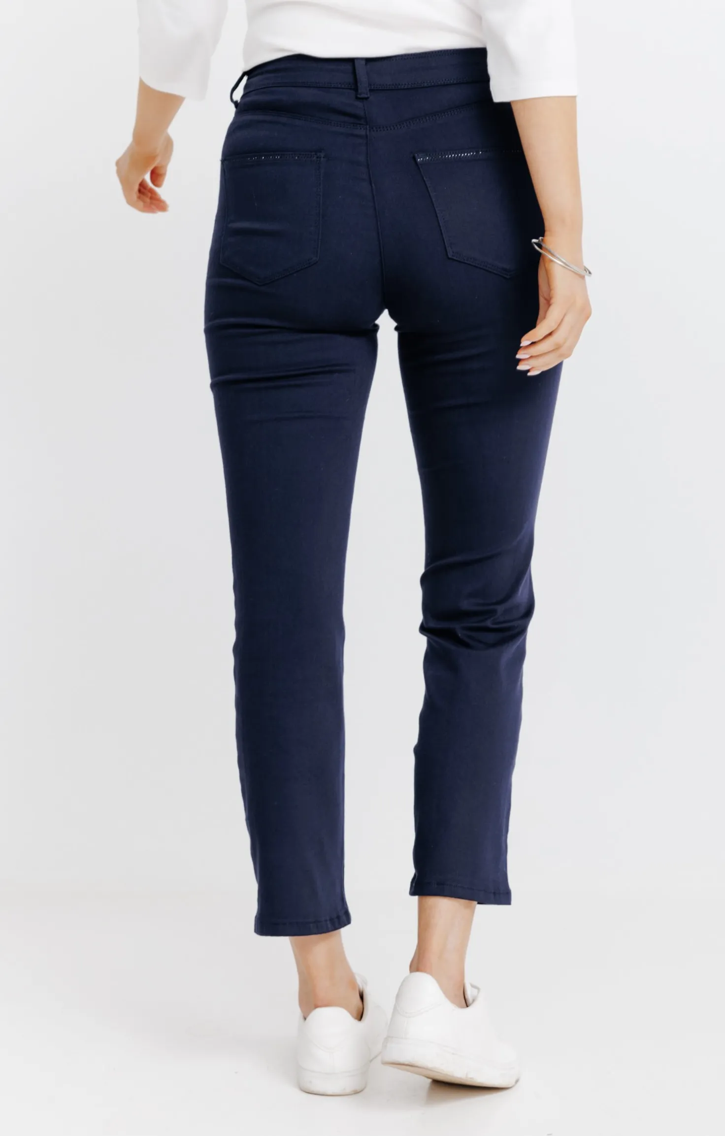 Pantalon 7/8 coton modal détail strass -