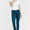 Pantalon 7/8 coton stretch détail bijou -