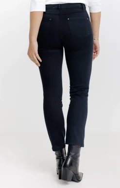 Pantalon 7/8 coton stretch détail bijou -