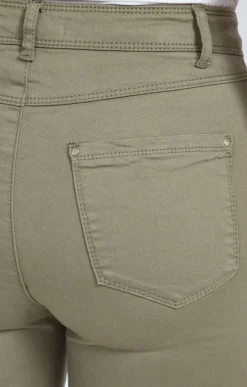 Pantalon 7/8 coton stretch détail bijou -