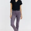 Pantalon 7/8 coton viscose avec ceinture -