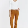 Pantalon 7/8 coton viscose avec ceinture -