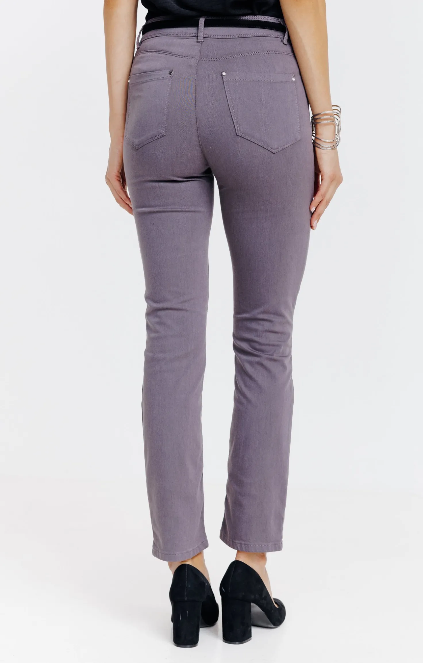 Pantalon 7/8 coton viscose avec ceinture -