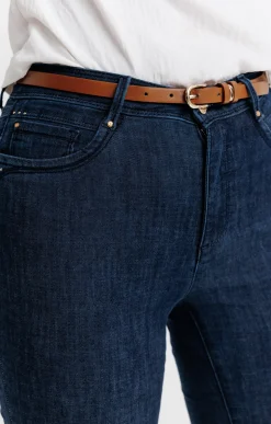Pantalon 7/8 denim brut détail clou -