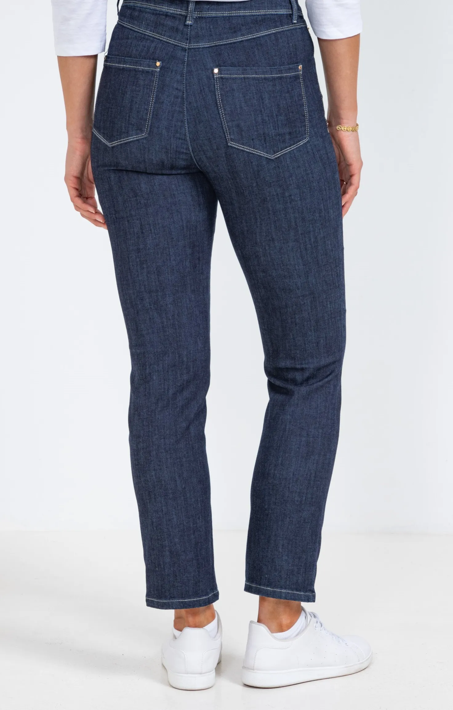 Pantalon 7/8 denim brut zippé -