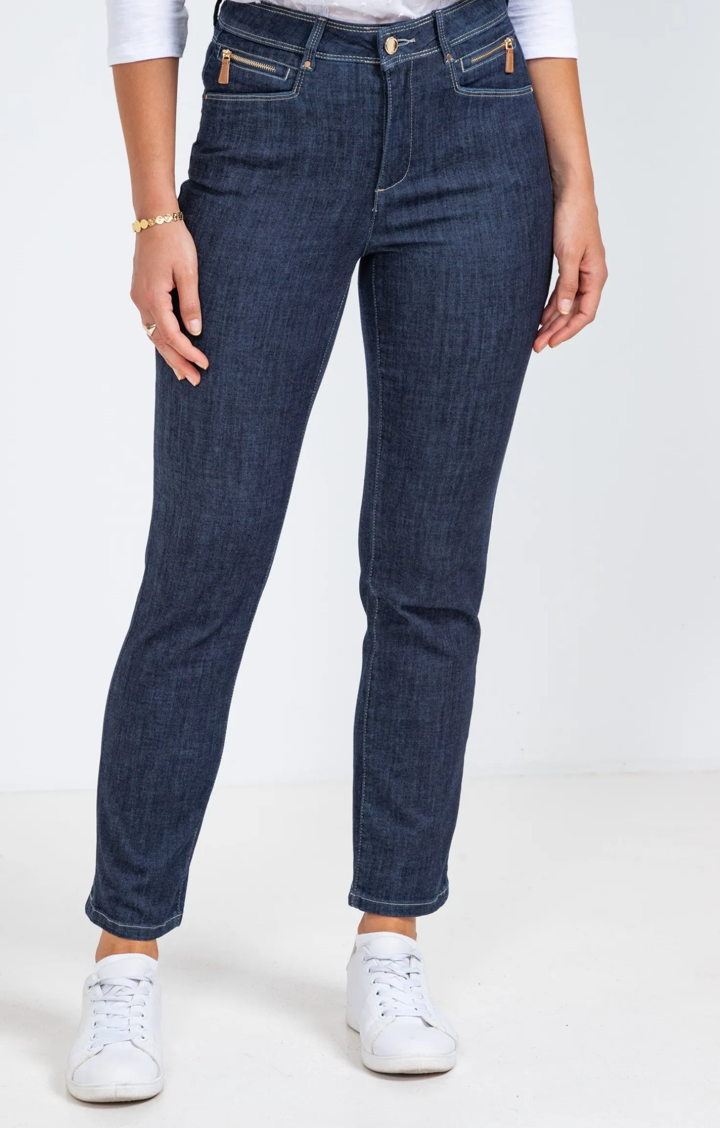 Pantalon 7/8 denim brut zippé -