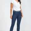 Pantalon 7/8 denim détail galon -