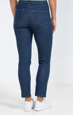 Pantalon 7/8 denim détail galon -