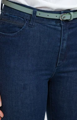 Pantalon 7/8 denim détail galon -