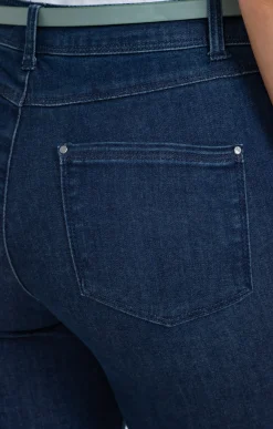 Pantalon 7/8 denim détail galon -