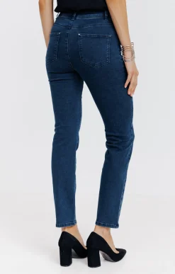 Pantalon 7/8 denim détail strass -