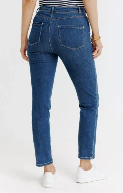 Pantalon 7/8 denim stone strass poches -