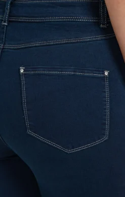 Pantalon 7/8 denim surteint détail bijou -